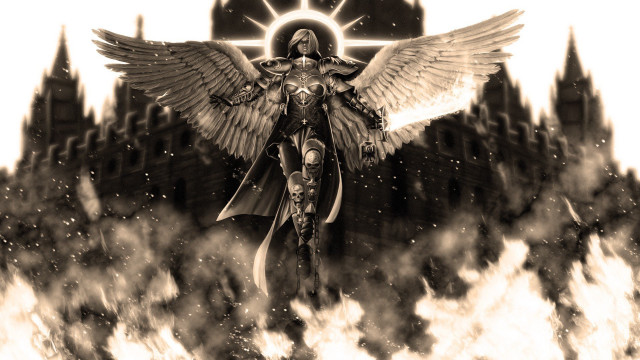 Woman wings halo painting artistic free wallpaper for desktop - medium preview image