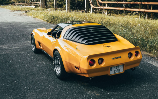 Yellow sports car road forest free wallpaper for desktop - medium preview image