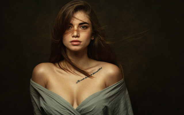 Woman tattoo portrait renaissance photorealistic free wallpaper for desktop - medium preview image