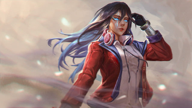 Woman longhair redjacket cellphone blueeyes free wallpaper for desktop - medium preview image