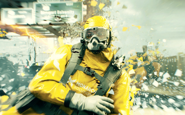 Yellow suit gasmask man city free wallpaper for desktop - medium preview image