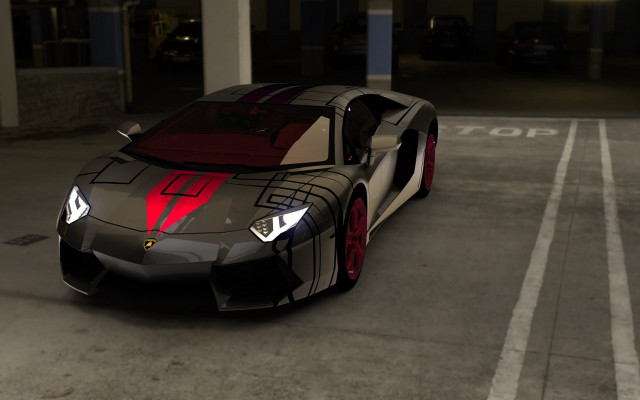 Night parking bauhaus red stripe free wallpaper for desktop - medium preview image