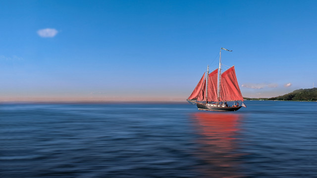 Sailboat water sky island photography #2 free wallpaper for desktop - medium preview image