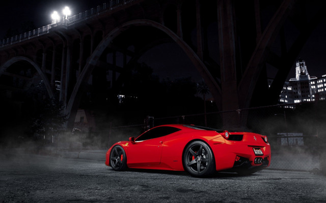 Red sports car fog tires free wallpaper for desktop - medium preview image