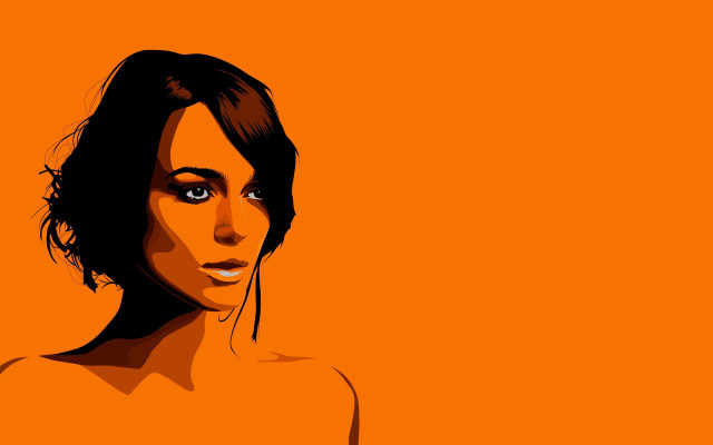 Dark skinned woman popart orange free wallpaper for desktop - medium preview image