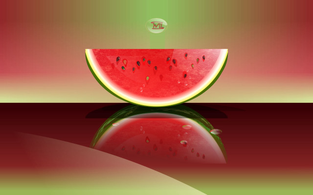 Watermelon slice with water drop free wallpaper for desktop - medium preview image