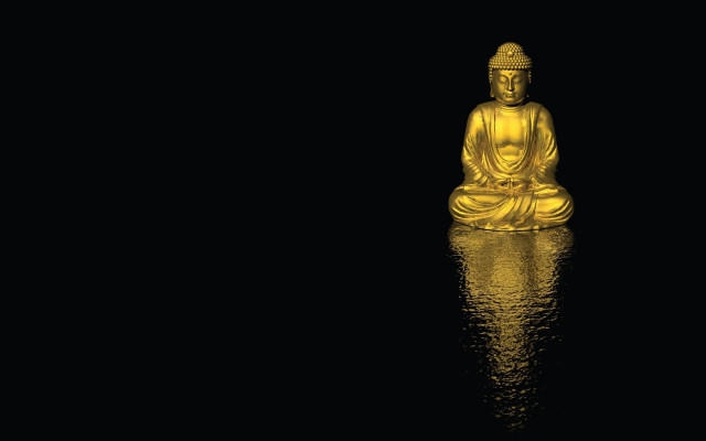 Golden buddha lake reflections 3d free wallpaper for desktop - medium preview image