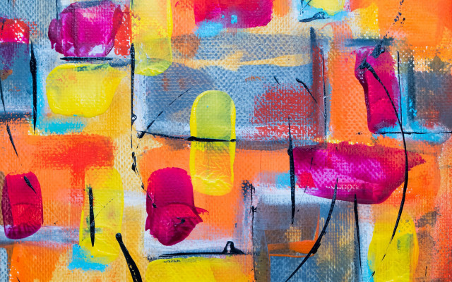 Colorful abstract shapes brushstrokes sunset free wallpaper for desktop - medium preview image