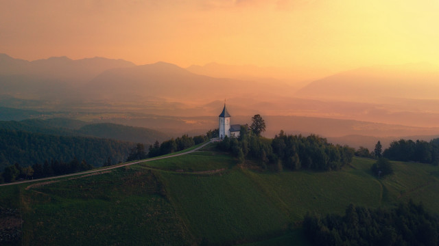 Church hill sunset road neo free wallpaper for desktop - medium preview image