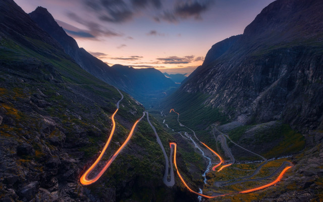 Mountain road sunset lake city free wallpaper for desktop - medium preview image