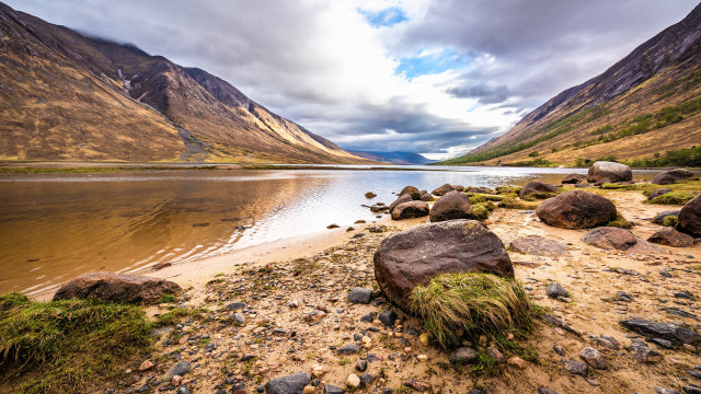 Lake mountains rocks cloudy sky #2 free wallpaper for desktop - medium preview image