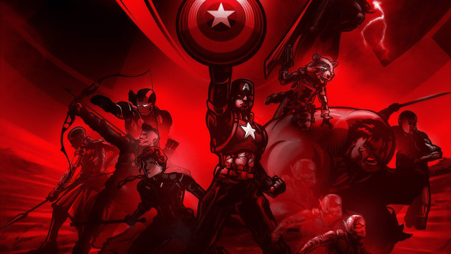 Marvel assembly red background star free wallpaper for desktop - medium preview image