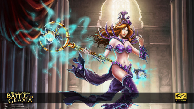 Woman purple outfit sword ball free wallpaper for desktop - medium preview image