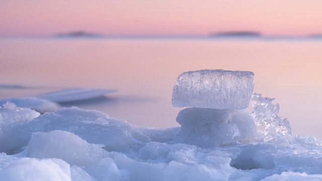 Ice snow sunset lake mountain free wallpaper for desktop - medium preview image