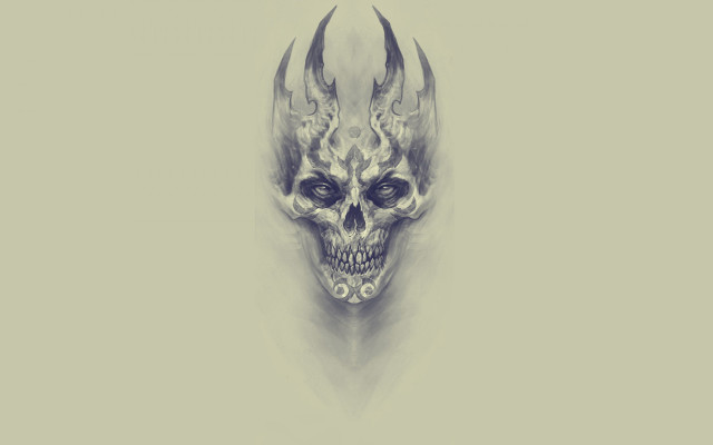 Skull horns demon face ultrafine free wallpaper for desktop - medium preview image