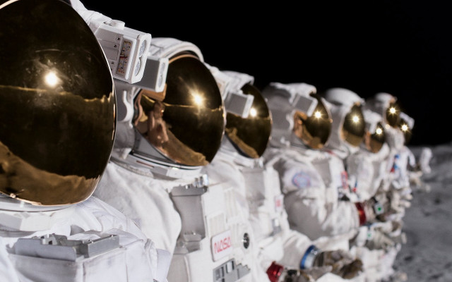 Astronauts moon space instruments blurry free wallpaper for desktop - medium preview image