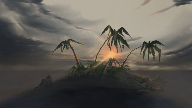 Sunset palm trees cloudy sky free wallpaper for desktop - medium preview image