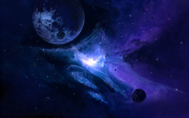 Space planet stars background blue free wallpaper for desktop - medium preview image