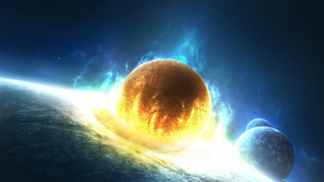 Planet aurora moonlight space shore free wallpaper for desktop - medium preview image