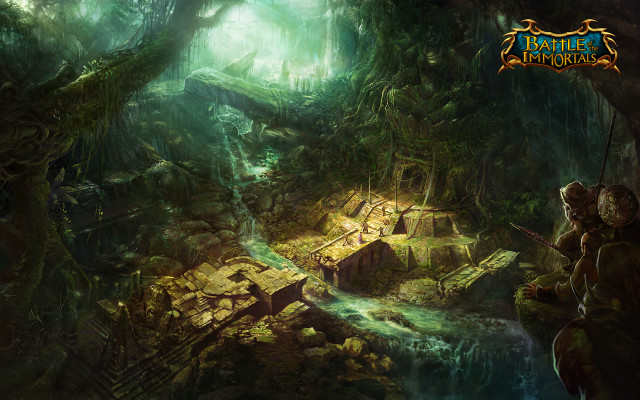 Man forest river waterfall cave free wallpaper for desktop - medium preview image
