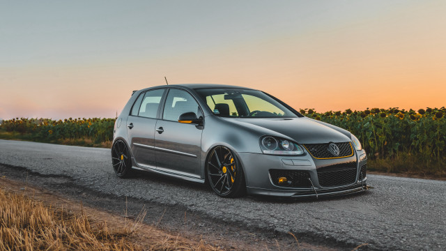 Silver car cornfield sunset road free wallpaper for desktop - medium preview image