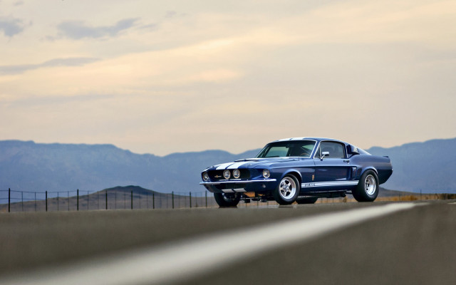 Blue mustang desert mountains fence free wallpaper for desktop - medium preview image