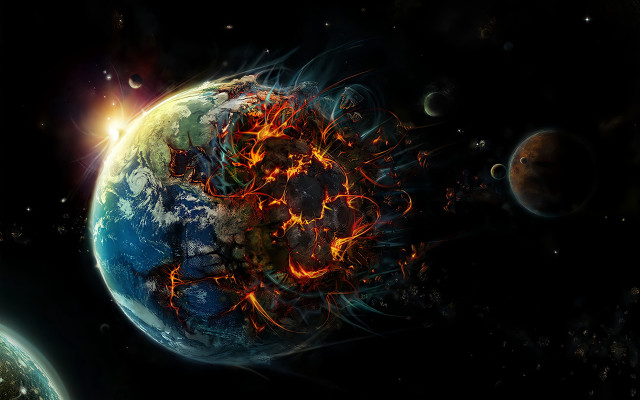 Planet fire smoke apocalyptic matte free wallpaper for desktop - medium preview image