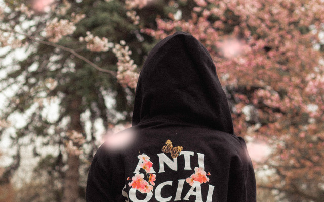 Black hoodie flower butterfly grunge free wallpaper for desktop - medium preview image