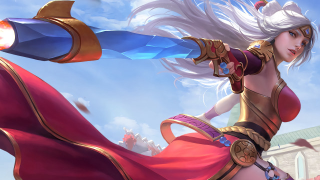 Woman red dress sword sky #3 free wallpaper for desktop - medium preview image
