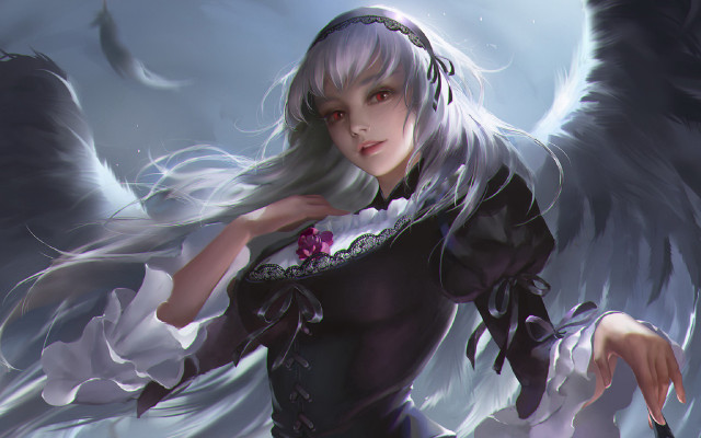 Angelic black wings knife gothic free wallpaper for desktop - medium preview image
