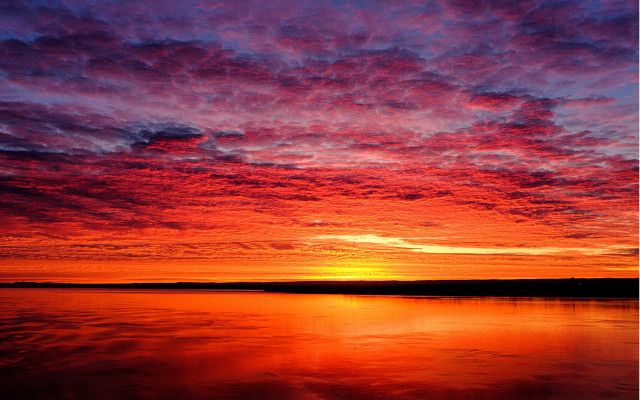 Sunset red purple clouds water free wallpaper for desktop - medium preview image