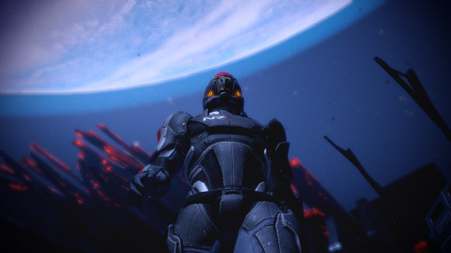 Futuristic suit man blue sky free wallpaper for desktop - medium preview image