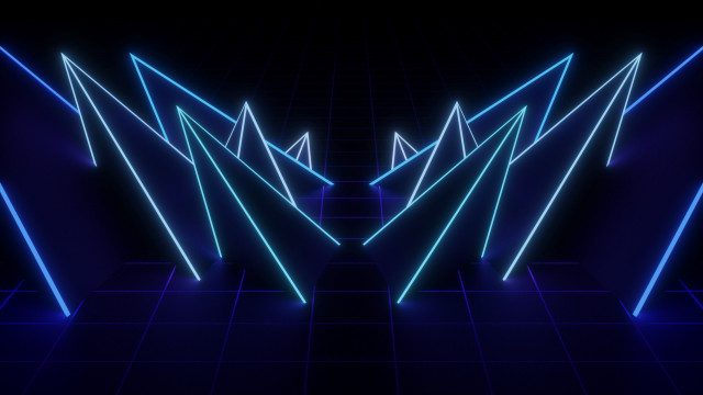 Dark room neon blue white free wallpaper for desktop - medium preview image