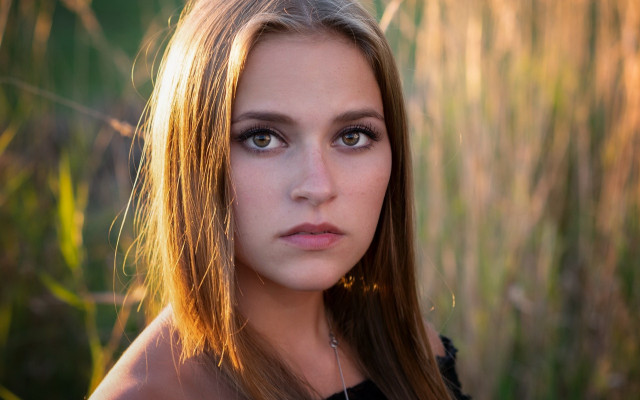 Woman longhair blacktop field portrait free wallpaper for desktop - medium preview image