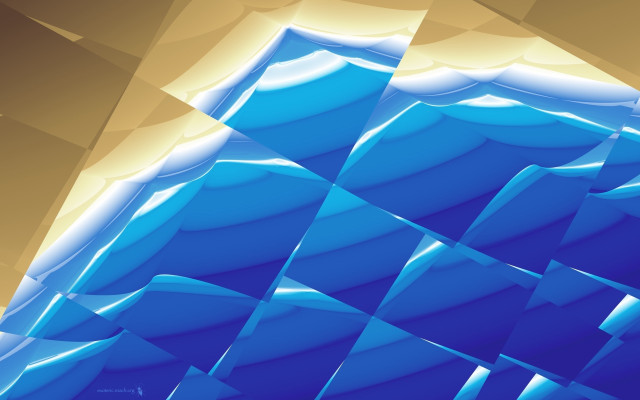 Blue yellow abstract wave cubist free wallpaper for desktop - medium preview image