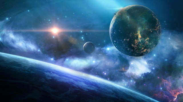 Space earth horizon stars aurora free wallpaper for desktop - medium preview image