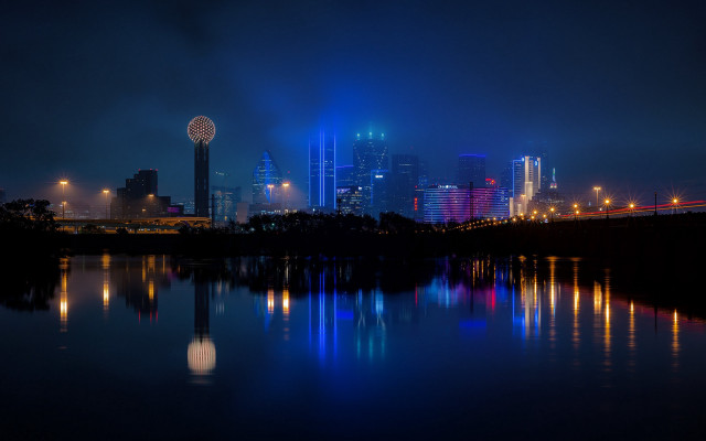 City skyline lake night reflections #6 free wallpaper for desktop - medium preview image