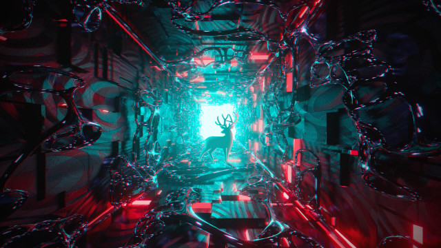 Deer chains lights green holography free wallpaper for desktop - medium preview image