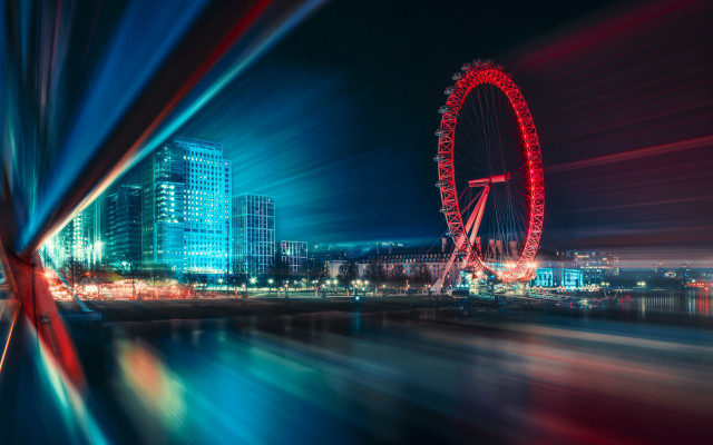 Ferris wheel city night lights free wallpaper for desktop - medium preview image