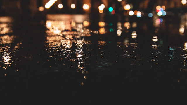 City street night reflections bokeh free wallpaper for desktop - medium preview image