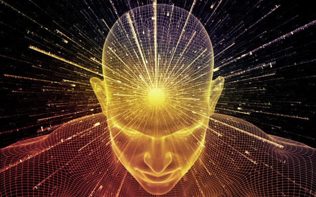 Glowing head abstract fireworks city free wallpaper for desktop - medium preview image