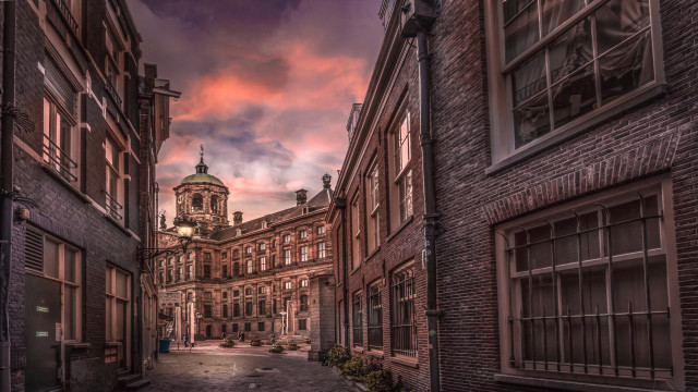 Cityscape clocktower bridge sunset twilight free wallpaper for desktop - medium preview image