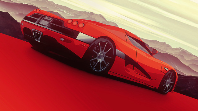 Red sports car mountains clouds #5 free wallpaper for desktop - medium preview image