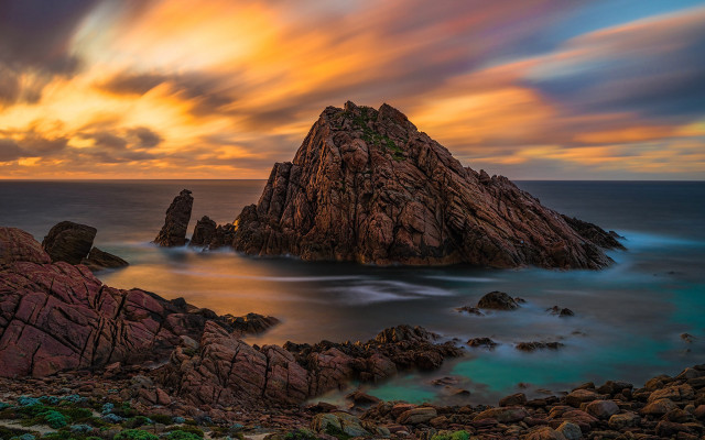 Rocky beach mystical sky city free wallpaper for desktop - medium preview image