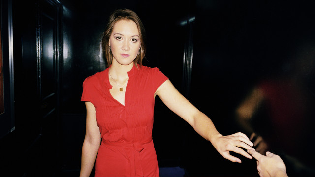 Woman red dress dark room #3 free wallpaper for desktop - medium preview image