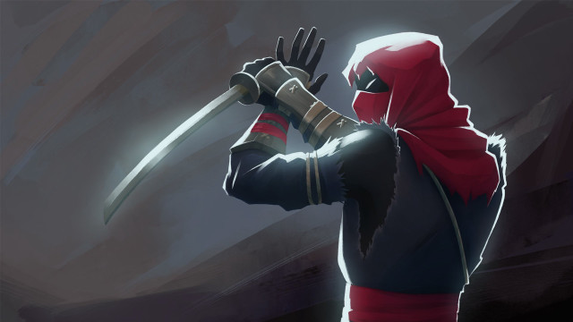 Man in red hoodie sword free wallpaper for desktop - medium preview image