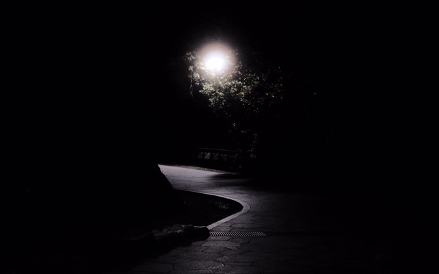 Dark street bench moonlight planet free wallpaper for desktop - medium preview image