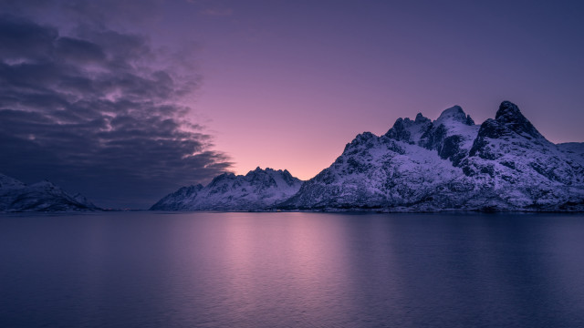 Mountain lake night purple sky free wallpaper for desktop - medium preview image
