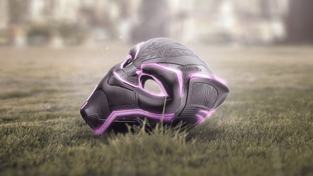Purple helmet green field tall free wallpaper for desktop - medium preview image
