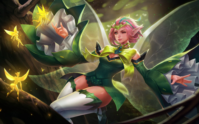 Green fairy elf sword star free wallpaper for desktop - medium preview image